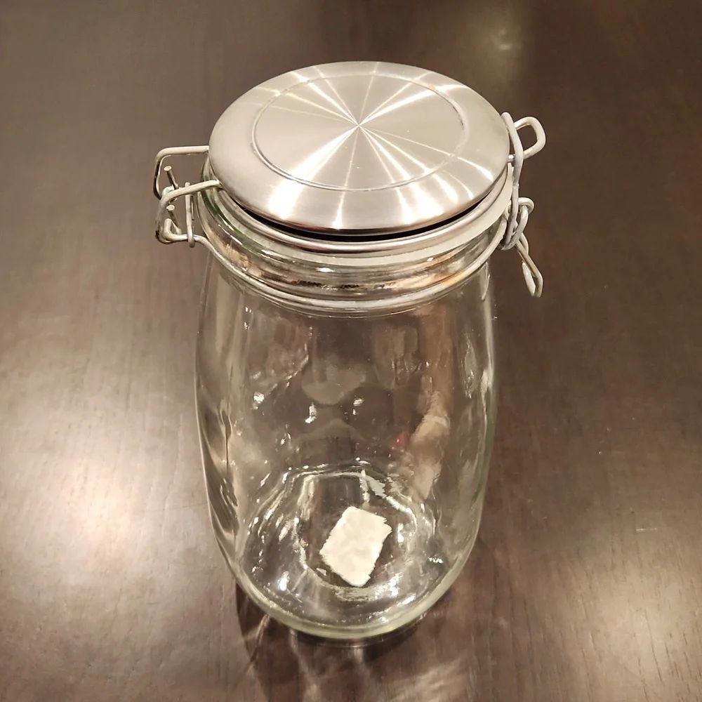 West Elm Storage Glass Jars, Silver Lid w/Kilner latch closure NWT set of 2